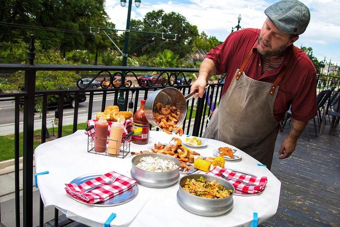 French Quarter Shrimp Boil & Live Music - King Cake and Chicory Cafe au Lait