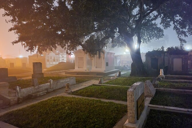 New Orleans Cemetery Bus Tour with Exclusive Cemetery Access - Walking inside Odd Fellows Rest after dark